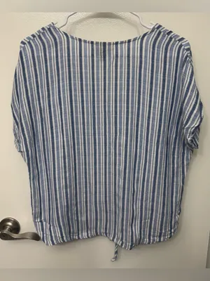 Universal Thread Striped Tie Front Top | Casual Feminine Summer Blouse thumbnail 3