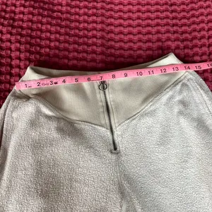 Aerie Women’s S Sherpa Fleece Jogger Pants Cream White Cozy Lounge Zip Waist thumbnail 6
