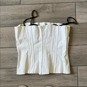 White Ribbed Bustier Camisole Size L thumbnail 7