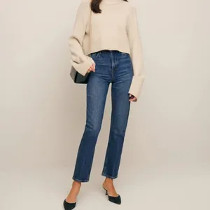 Reformation Dark Wash Liza Ultra High Rise Straight Crop‎ Jeans thumbnail 2