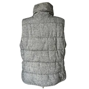 Old Navy Puffer Vest Grey Herringbone Tweed Wool Blend Fleece XL Funnel Neck thumbnail 2