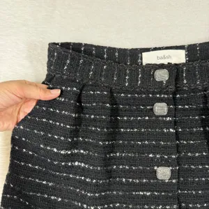 ba&sh Livi Noir Black Striped‎ Metallic Tweed Button Front Mini Skirt Size 1 S thumbnail 3