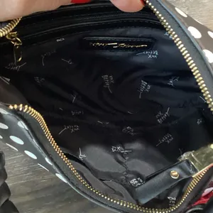 Betsey Johnson Black and White Polka Dot Hobo Shoulder Bag thumbnail 8
