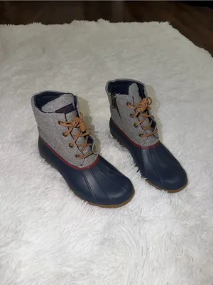 Sperry Top Sider Waterproof Navy and Gray Lace-Up Boots size 7 Red Trim thumbnail 3