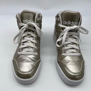 Adidas Neo Label Gold Metallic Leather Women’s High-Tops w/White Midsole-Sz 7.5 thumbnail 3