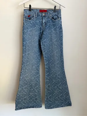 Bongo Let Me B Vintage Y2K Floral Scroll Print Flare Jeans Womens 9 Low Rise thumbnail 2