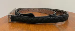 Michael Kors Black Quilted Silver MK Logo Buckle Belt Size Large thumbnail 1