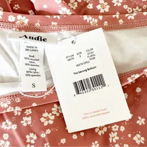 Andie Swim Sarong Bottom Side Tie Skirt Coverup Ditsy Floral‎ Rose Pink Size S thumbnail 6