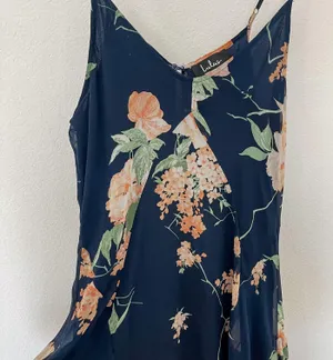 Lulus Feeling Freesia Navy Blue Floral Print Handkerchief Hem Maxi Dress thumbnail 4