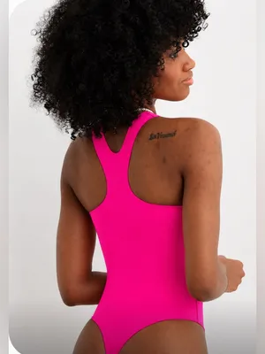 Smoothez by aerie Hot Pink Racerback Bodysuit - Women's Slim Fit thumbnail 2