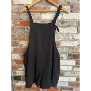 SHEIN Black Tie-Strap Short Overalls Romper Size S thumbnail 5