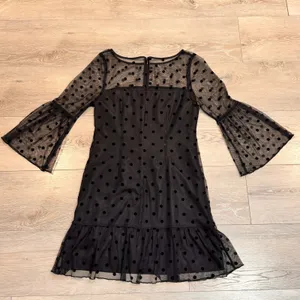 BB Dakota Black Polka Dot Mesh Bell Sleeve‎ Mini Dress 2 Xsmall thumbnail 2
