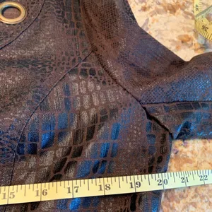 CATO L Large Brown Grommet Jacket with Mock Black Reptile Pattern Top thumbnail 6