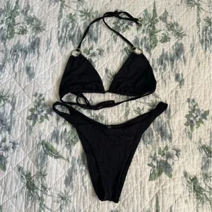 Vitamin A Cosmo Ecorib Bikini Set 6 S Black Gold Rings thumbnail 2