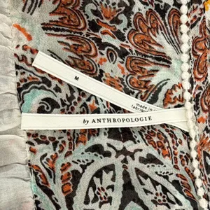 Anthropologie Paisley Smocked Waist Ruffle‎ Blouse Medium OB1487981 Multicolor thumbnail 10
