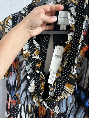 Anthropologie Maeve Boho Butterfly-Print V-Neck Maxi Dress in Multicolor Size XS thumbnail 7