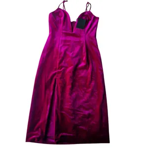 NBD‎ NWT Revolve - Shana Dress Magenta Velvet Low Cut Side Slit Women's Small thumbnail 3