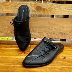 KELSI DAGGER BROOKLYN mule shoes Avenue Mules black leather lace up Pointed thumbnail 2
