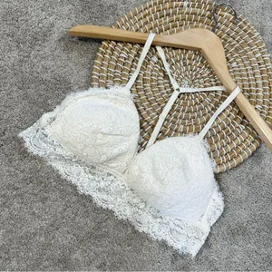 aerie Women’s Lace Padded Triangle Bralette Romantic in Ivory Size L thumbnail 3