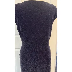 Lauren‎ Ralph Lauren Cocktail Dress Sz 10 Navy Metallic Ruched Wedding Holiday thumbnail 6