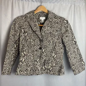 LOFT Ann Taylor Business Casual Academia Brown Paisley Preppy Blazer fall 2 thumbnail 1