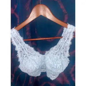 AERIE Eyelash Lace Padded Plunge Bralette Medium M Blue thumbnail 5