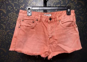 Free People Coral Pink Denim Cutoff Shorts thumbnail 1
