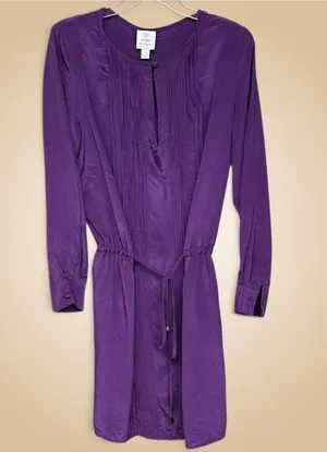 Suzi Chin Tie-Waist Dress | Purple, LS, 14 thumbnail 1