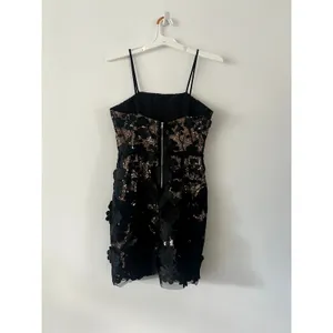 Altar'd State Lia Sequin Flower Black Gold Mini Dress Size S thumbnail 3
