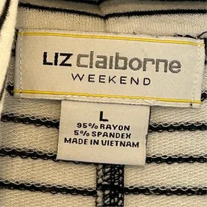 Liz Claiborne Weekend Women's Cowl‎ Neck Striped Sweater Black Size L thumbnail 5