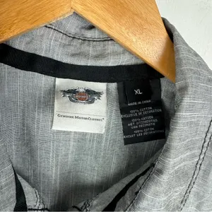 Harley Davidson Y2K Button Down Shirt Vest Sz XL Grey Graphic Back thumbnail 4
