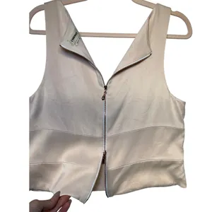 L'AGENCE Women Blush Pink V-Neck‎ Sleeveless Crop Top Full Back Zip Size 10 thumbnail 8