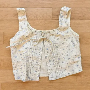 Hyfve Women's Floral Tie Front Corset Crop Top Sleeveless Blue Small thumbnail 1
