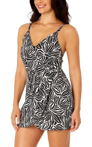 NEW Lands’ End UPF 50+ Adjustable Convertible Swim Abstract Floral Dress, Size M thumbnail 1