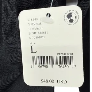 NWT Free People Intimately Black Long Sleeve Deep V-Neck Babydoll Top Size Large thumbnail 4