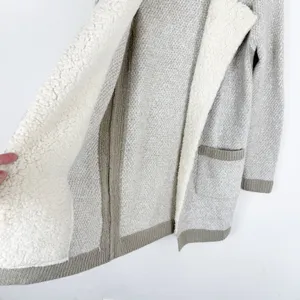 Anthropologie Sleeping on Snow Beige Sherpa Lining Coat Long Sweater thumbnail 3