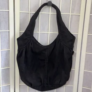 Vintage 2000s Y2K American Eagle Black Gray Canvas Boho Hobo Shoulder Bag Purse thumbnail 12