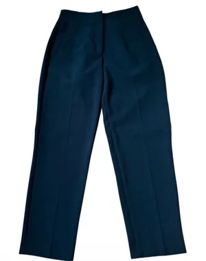 Zara Women Medium Blue High Rise Tapered Dress Pants Trousers V-Back Notch |0293 thumbnail 1