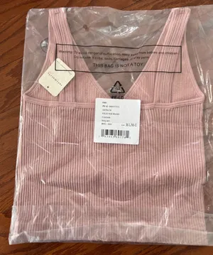 Free People Ribbed Pink V-Neck Tank Top M thumbnail 1