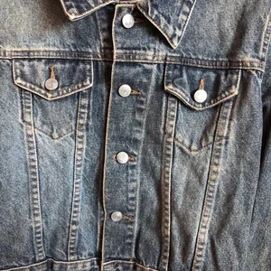 Vintage Bulldog Denim Trucker Jacket Distressed‎ Blue Western Cowgirl Jean Coat thumbnail 3