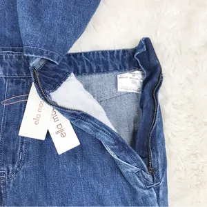 ELLA MOSS Denim Sleeveless Jumpsuit Size 27 Blue Jean Open Back Tapered‎ Raw Hem thumbnail 8