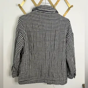 Zara Gingham plaid Gauzy Oversized Shacket Button Up Small thumbnail 6