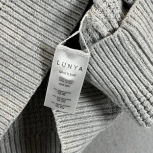 Lunya Good In Bed Organic Cotton Silk Waffle Knit Henley Sweater Grey XS/S thumbnail 7