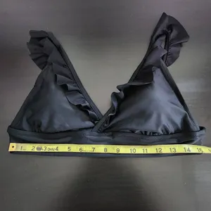 Aerie Black Ruffle Bikini Top NWT Size XL Black Triangle Bikini Top thumbnail 8