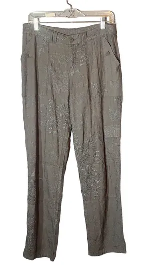 Sundance Pants Rayon Embroidered Floral Axtec Cargo Hiking Gray‎ Women’s Size 2 thumbnail 1