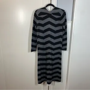 Garnet Hill Wool alpaca‎ Blend Black/Gray Striped Duster Cardigan size small thumbnail 5
