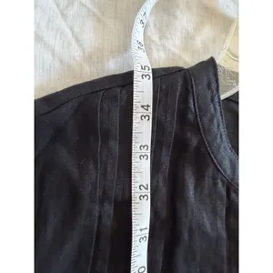 Quince Linen Pintuck Shift Dress Womens S Black Short Sleeve Pockets CMA01 thumbnail 7