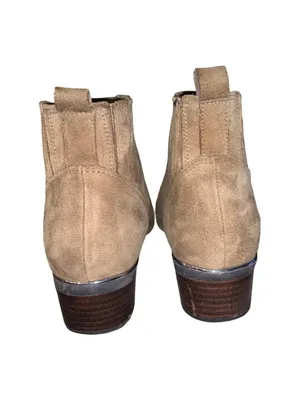 Marc Fisher Boots Womens 8 M Ankle Chelsea Heels Casual Brown Suede Pull On boho thumbnail 3