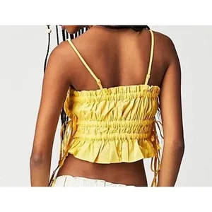 Free People Gabby Tube Top Yellow Tie Elastic Size L thumbnail 3