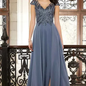 MoB Mother of the Groom Slate Blue Evening Dress MGNY thumbnail 10